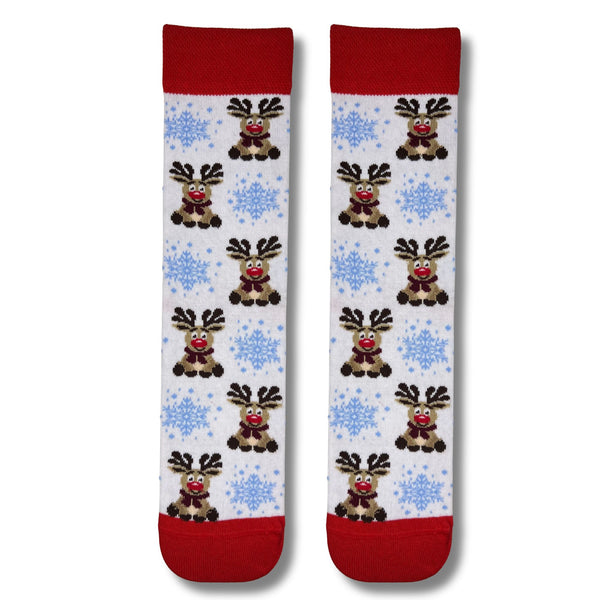 Rudolph Reindeer Snowflake Christmas Socks