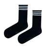 Classic Black Crew Socks with White Stripes