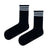 Classic Black Crew Socks with White Stripes