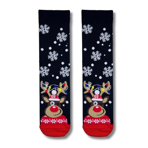 Reindeer With Christmas Lights Socks