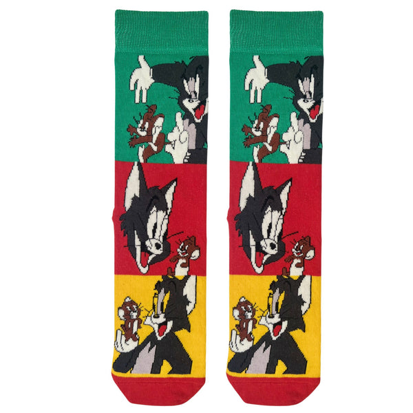 Tom & Jerry Color Block Cartoon Socks