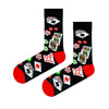 Crew socks with pizza slice and hearts design