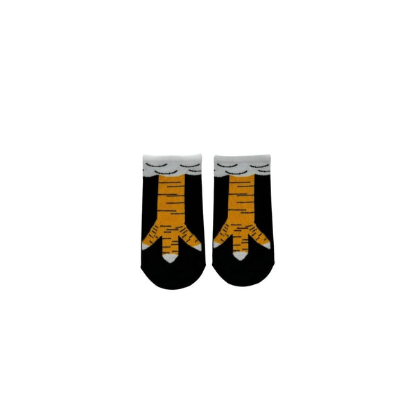 Chicken Feet Ankle Socks! Featuring a bold black base with a cartoon-style chicken leg design,
