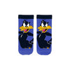 Daffy Duck Kids Socks! Featuring the iconic duck with his classic smirk on a vibrant purple background,
