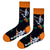 Dancing Skeleton Halloween Socks 💀🎃 — the ultimate mix of spooky and fun! Featuring white skeletons in orange hats surrounded by pumpkins and bats,