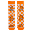Garfield Orange Checkered Socks! These bold, playful socks feature the iconic grinning Garfield on a vibrant orange and white checkered background