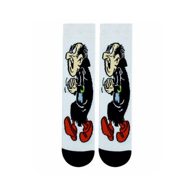 Gargamel Cartoon Socks! Featuring the classic Smurfs villain in his signature black robe and red shoes