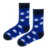 Ghost & Bat Socks — a fun and spooky design featuring playful white ghosts and black bats on a deep blue background. Whether you’re heading to a Halloween party or just love seasonal styles,