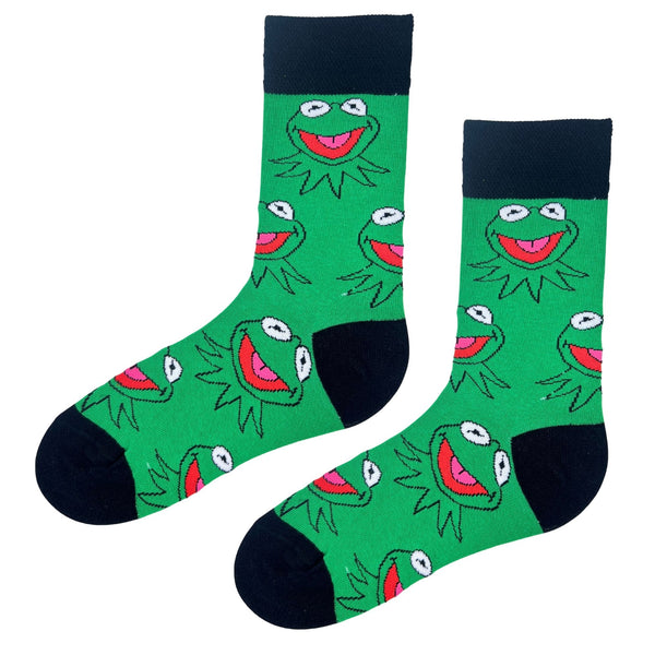 Crew socks with smiling frog design