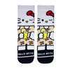 Hello Kitty Summer Lemonade Socks! Featuring Hello Kitty sipping a cool drink surrounded by cherry accents