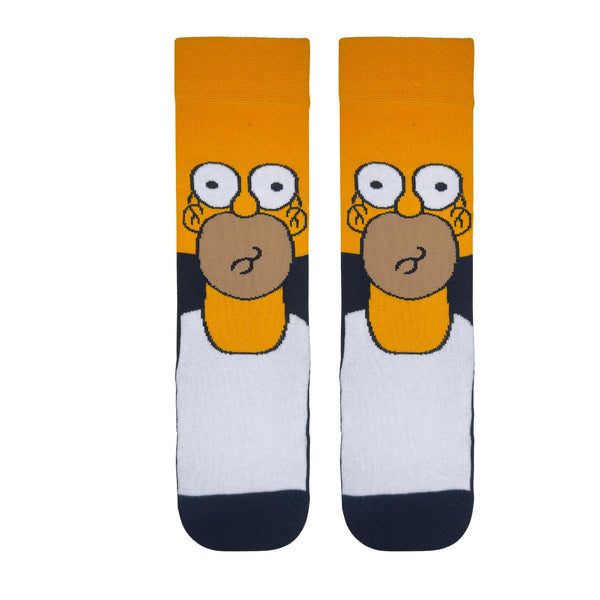 Homer dad socks inspired by the world's most iconic animated father. Featuring his unmistakable wide-eyed stare and white shirt look.