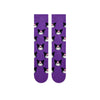Kuromi-Purple Patterned Socks. Featuring a repeating print of the cheeky cartoon face in a bold purple background,