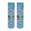 Labubu Face Patterned Socks 💙🧦Featuring colorful Labubu faces in orange, green, purple, yellow, and brown — all set against a soft light blue background