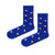 Mini Superman Patterned Socks. Featuring a fun, repeat pattern of Superman in his classic flying pose on a royal blue background