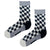 Monochrome Cube Illusion Socks. Featuring a 3D cube pattern in black, grey, and white, these socks add a bold visual twist to any outfit.