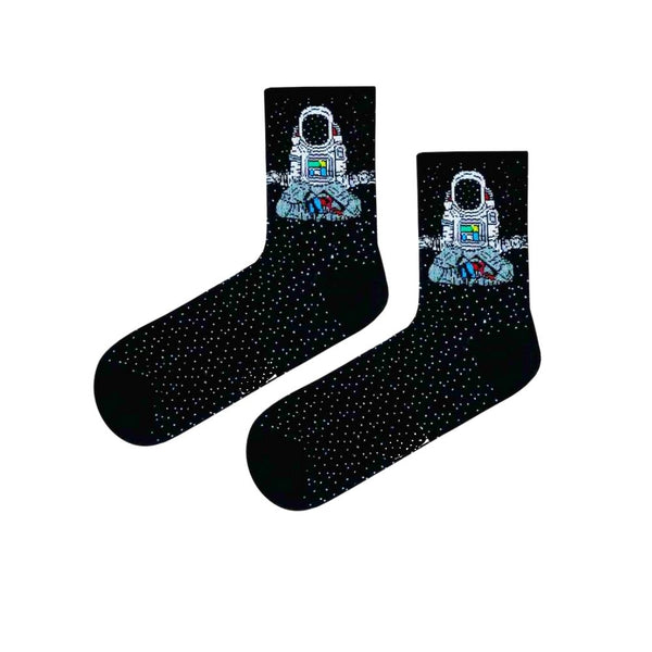 Crew socks with moonwalk astronaut design