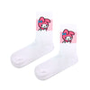 My Melody Embroidered Tennis Socks! Featuring a crisp white base and a pink block with the iconic My Melody character