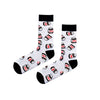 White crew socks featuring Nutella jar design