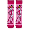 Pink Panther Socks. Featuring the iconic Pink Panther character in his classic pose, these socks combine playful design with everyday comfort. The bright pink base and darker pink accents make them stand out