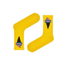 Rainbow Ice Cream Cone Socks – Yellow Edition. Featuring a bold yellow background and a fun pink-blue swirled ice cream cone design