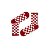 Red Checkerboard Socks. Designed for trendsetters who love to stand out, these vibrant crew socks feature a bold red-and-white checker pattern that screams retro cool.