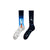 Rocket Space Mismatched Socks! Designed for space lovers and dreamers, this pair features a rocket taking off on one sock and a vibrant galaxy of stars, constellations, and planets on the other