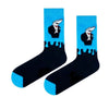 Crew socks with shark in tuxedo design