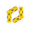 Soda & Popsicle Socks – Yellow Summer Vibes. Featuring playful prints of red-and-white striped drinks and classic popsicles on a bold yellow background