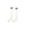 White Over-the-Knee Socks featuring bold black triple stripes.
