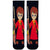 Wizard Quidditch Socks. Designed with a cartoon wizard character in a red robe holding a broomstick, these socks are perfect for fans of fantasy and magical adventures. The dark base makes the colors pop,