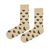 Beige crew socks decorated with cute puppy faces, unisex cotton socks
