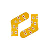 sunny side up with these bright yellow egg-themed socks! Featuring a playful fried egg pattern on a cheerful yellow base