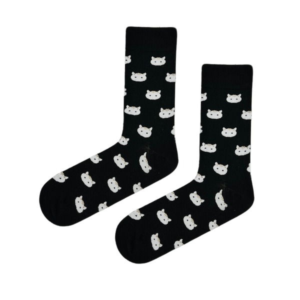 White Cat Face Socks