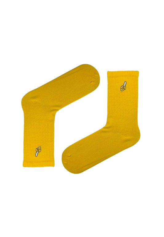 Banana Embroidered Yellow Tennis Socks