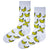Banana Patterned White Socks ! Bright yellow banana bunches pop against a clean white background,