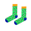  Bernese Mountain Dog Green Socks. Featuring an all-over pattern of this lovable dog breed on a bright green background