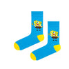  Blue Sponge Bob Socks! Featuring a vibrant blue base with bold yellow toes and heels, 