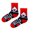Bulls Basketball Socks – a bold tribute to your favorite team spirit. With a red, black, and white design