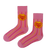 Chupa Chups Pink Striped Socks! Featuring the iconic candy logo on a soft pink base with playful red and yellow stripes