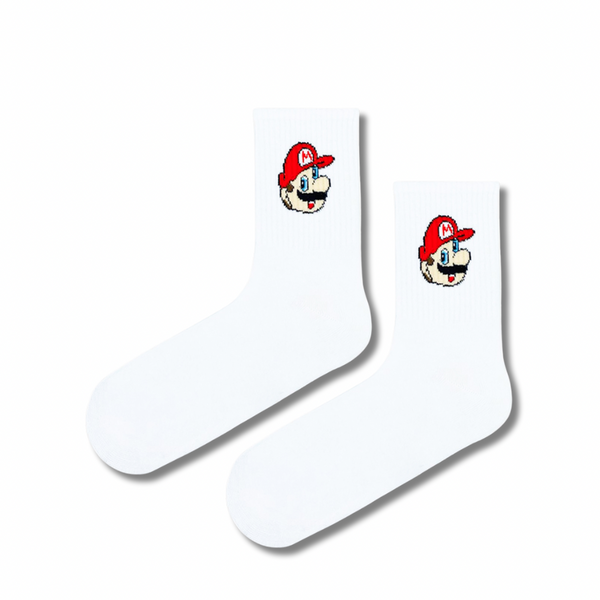 Super Mario Embroidered Tennis Socks