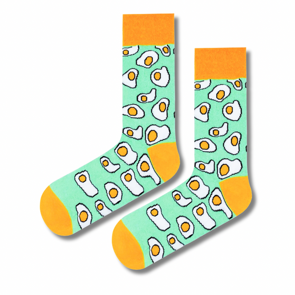 Crew socks featuring sunny side up egg design