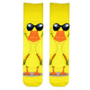  Cool Duck Socks, featuring a quirky yellow duck rocking black sunglasses. Perfect for anyone who loves playful fashion, these socks add humor and brightness to your everyday style.