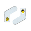 Drew smiley face socks. Featuring the iconic yellow happy face and "drew" text, these white crew socks are a bold and fun fashion statement.