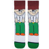 Funny Cartoon Dad Socks featuring a quirky character design inspired by pop culture. With green pants, a white shirt, and red shoes
