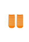 Orange Striped Ankle Socks! Designed for comfort and style, these no-show socks feature bold orange and crisp white stripes