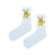 Pikachu embroidered tennis socks. Made with soft, breathable cotton and featuring your favorite electric mouse in vivid embroidery,