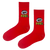 Pringles Red Snack-Inspired Socks. Designed for snack lovers, these vibrant red socks feature the iconic Pringles logo and a bold,