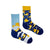 Rubber Duck Bath Socks feature an adorable bath scene with bubbles, tiles, and cute yellow ducks. The fun mismatched design (one light blue, one navy