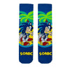 Sonic the Hedgehog Crew Socks! Featuring the legendary blue speedster in front of a tropical backdrop