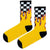  Speed Racer Flame Socks – Yellow Checkered Racing Style. Featuring bold black-and-white checkered patterns with blazing flames